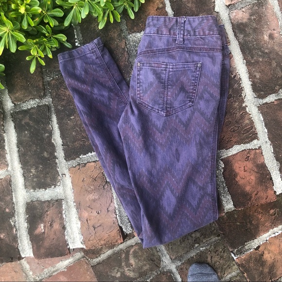 free people purple print skinny jeans sz 25 - Picture 4 of 6